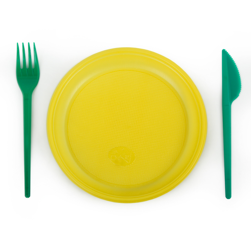 Тарелка пластиковая 165 мм, желтая