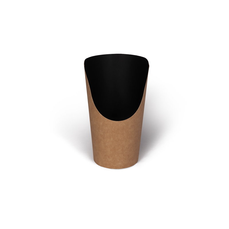 товар Круглая упаковка для картофеля фри, снеков, поп-корна, черная, 138*70*60 мм BK093C