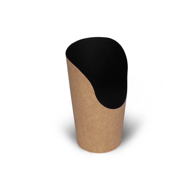 товар Круглая упаковка для картофеля фри, снеков, поп-корна, черная, 138*70*60 мм BK093C