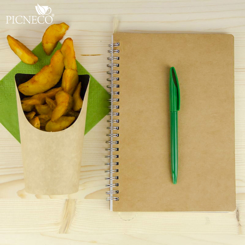 товар Круглая упаковка для картофеля фри, снеков, поп-корна, черная, 138*70*60 мм BK093C