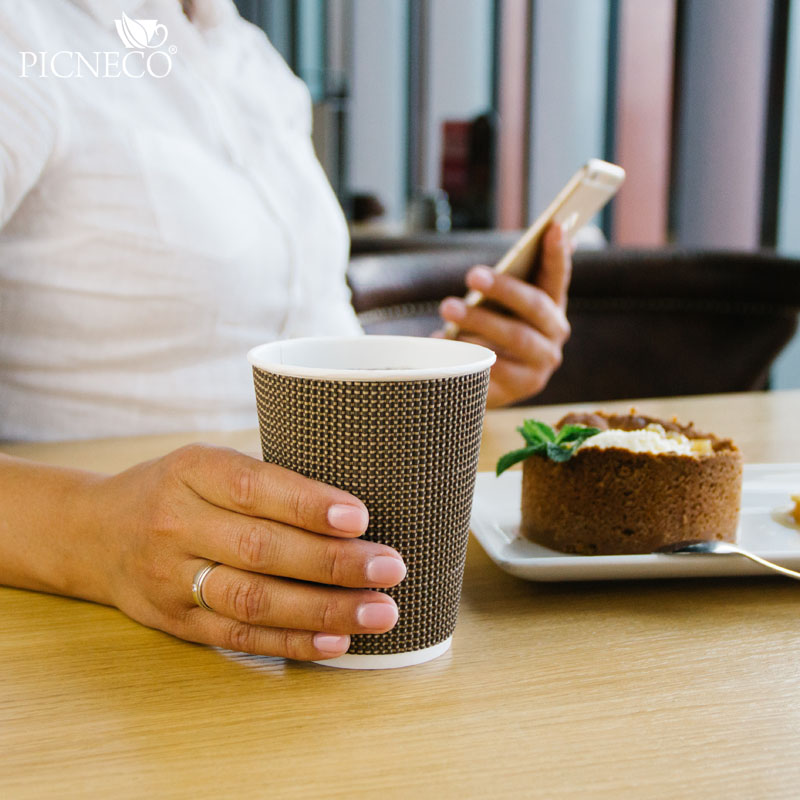 товар Бумажный гофрированный стакан, сетка, 400 мл (макс. 450 мл) STG145ST