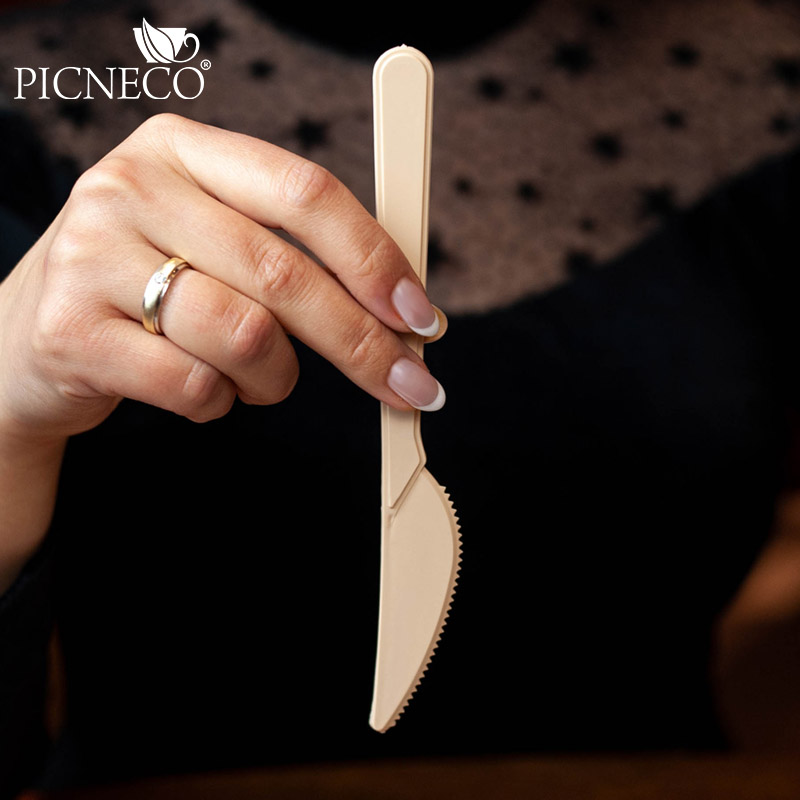 товар Пластиковый одноразовый бежевый нож ПРЕМИУМ, 180 мм SPP203B