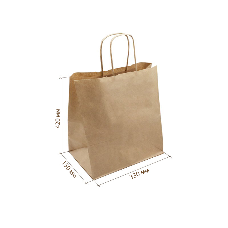 товар Бумажный крафт пакет с кручеными ручками, 330*150*420 мм KPK232