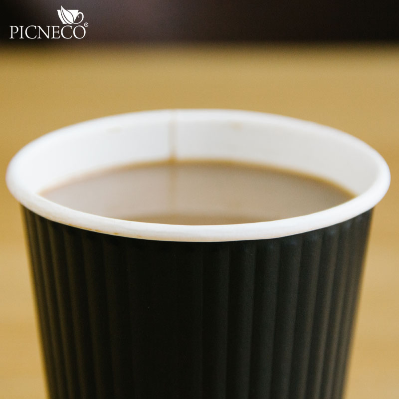 товар Двухслойный рифленый бумажный стакан, черный, 250 мл (макс. 270 мл) STG225C