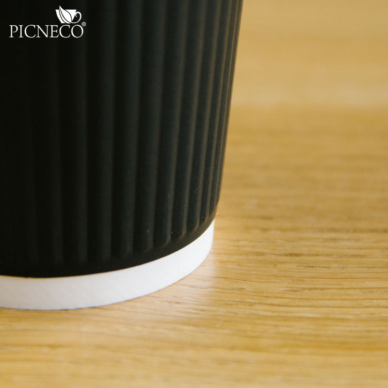 товар Двухслойный рифленый бумажный стакан, черный, 250 мл (макс. 270 мл) STG225C