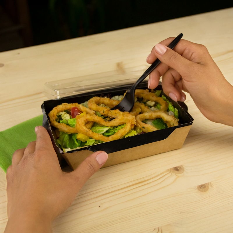 товар Контейнер бумажный с крышкой, 500мл, 160*120*45 мм, черный BK041C