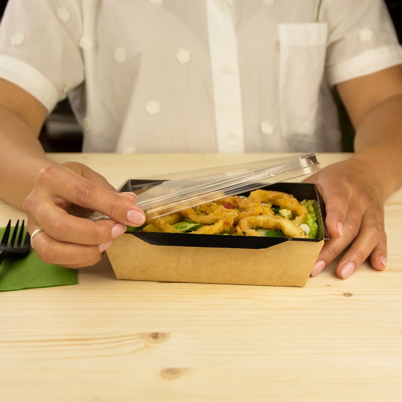 товар Контейнер бумажный с крышкой, 500мл, 160*120*45 мм, черный BK041C