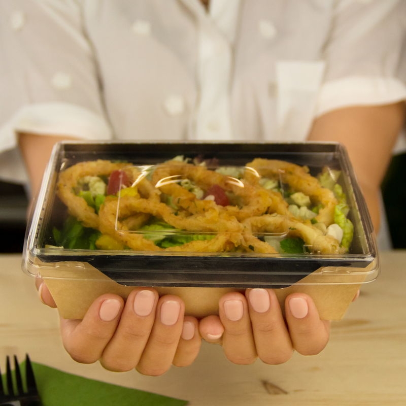 товар Контейнер бумажный с крышкой, 500мл, 160*120*45 мм, черный BK041C