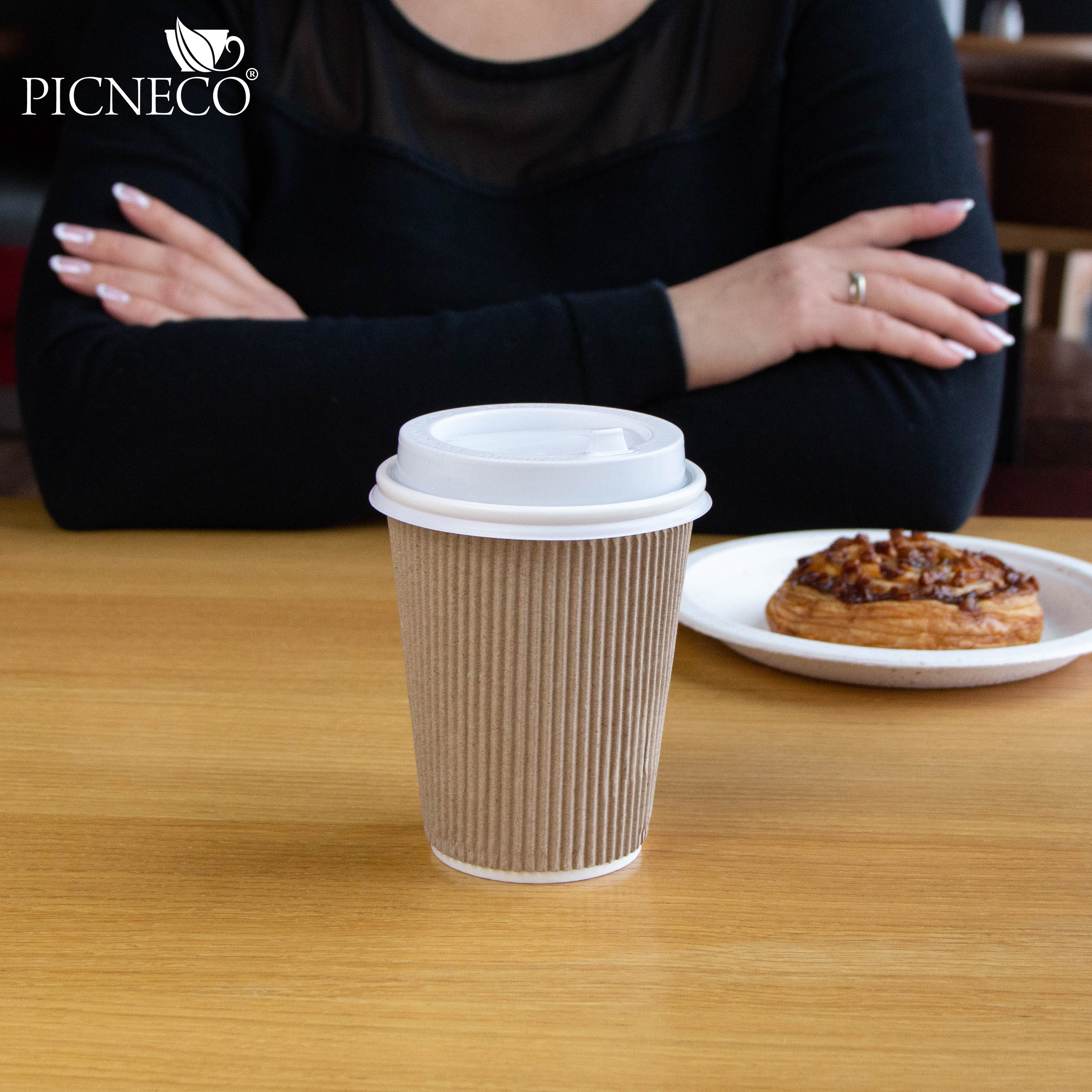 товар Гофрированный бумажный стакан 350 мл, крафт STG035K