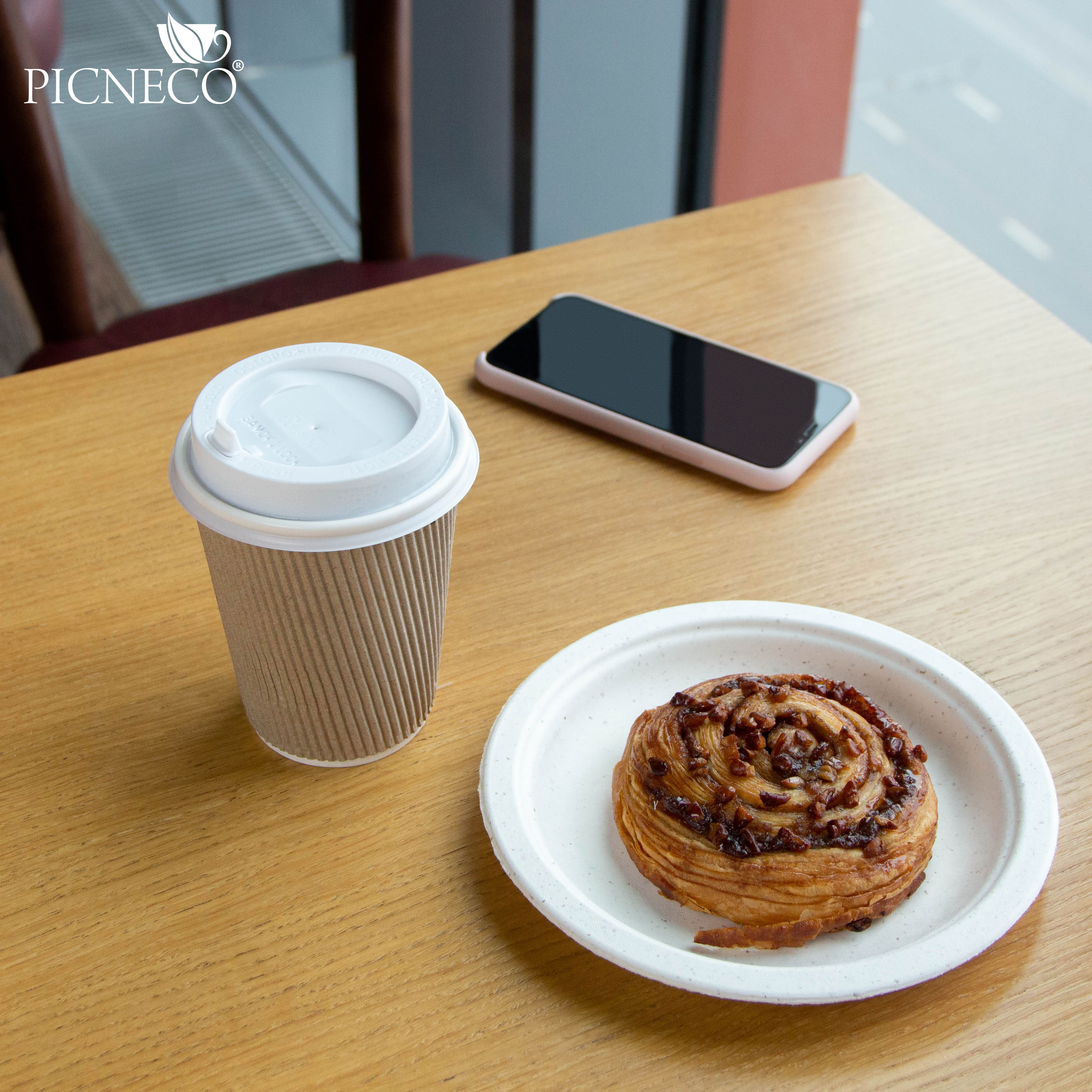 товар Гофрированный бумажный стакан 350 мл, крафт STG035K