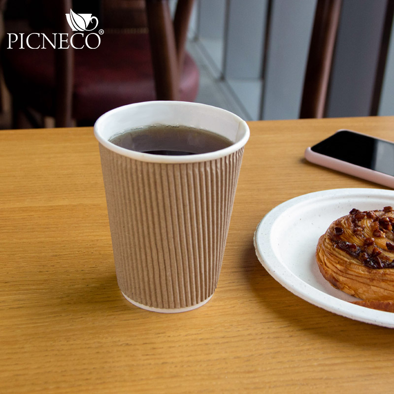 товар Гофрированный бумажный стакан 350 мл, крафт STG035K