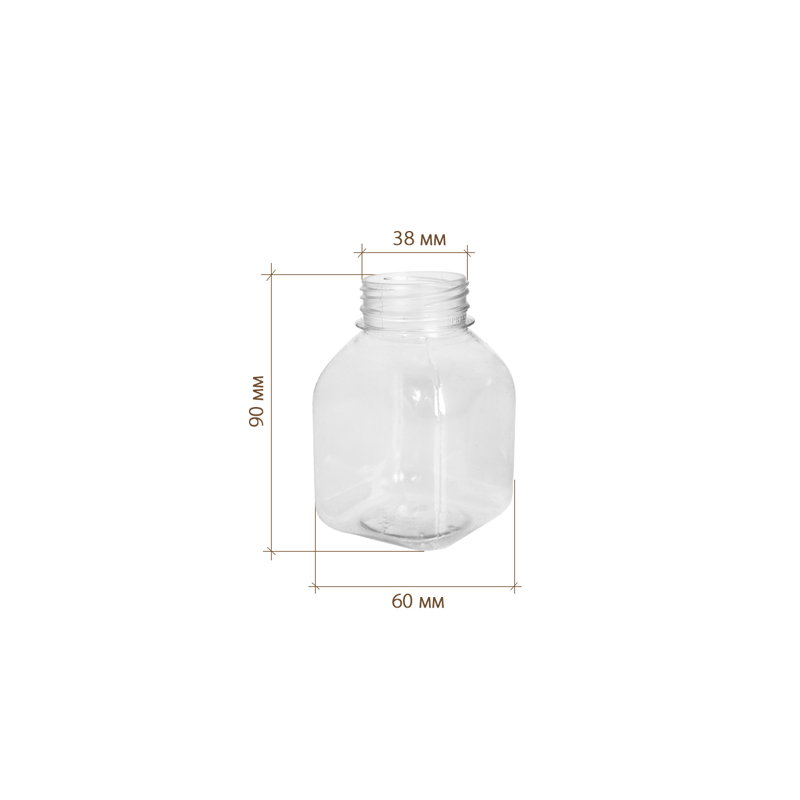 товар Бутылка ПЭТ прозрачная 0.2 л, горлышко 38 мм, квадратная BTP3802K