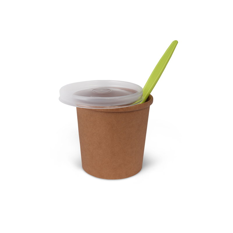 товар Одноразовая супница крафт с пластиковой крышкой, 320 мл (макс. 360 мл) BK045p