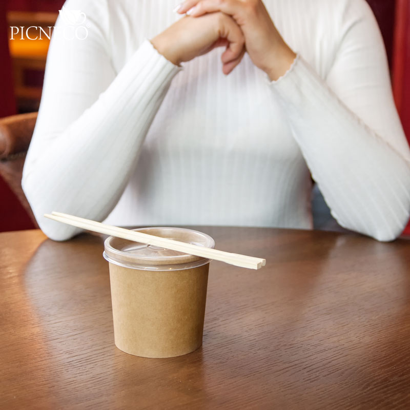 товар Одноразовая супница крафт с пластиковой крышкой, 320 мл (макс. 360 мл) BK045p