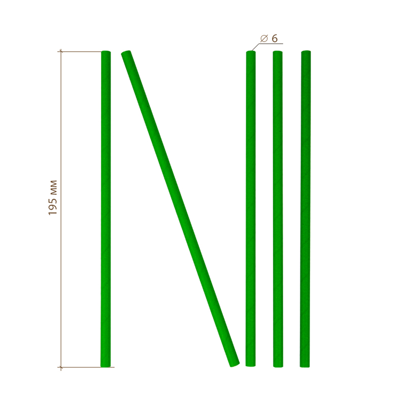 товар Трубочки для коктейлей "Лайм", 195*6 мм, 250 шт. TB064