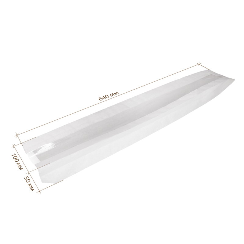 товар Бумажный белый пакет белый с плоским дном и окном, 110(50)*50*640 мм BLD064