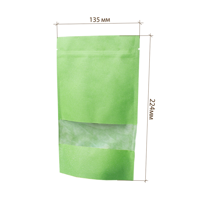 товар Пакет дой пак зеленый зип лок с окном 40 мм 135*40*224 мм ZLS135Z