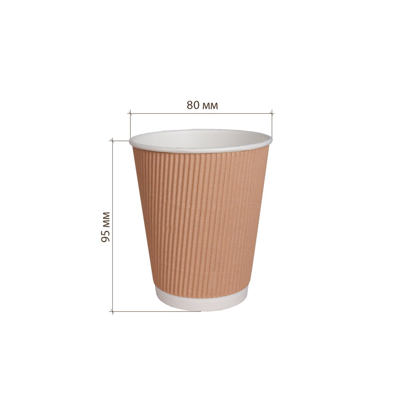 товар Бумажный гофрированный стакан, крафт, 250 мл (макс. 270 мл) STG125Kr