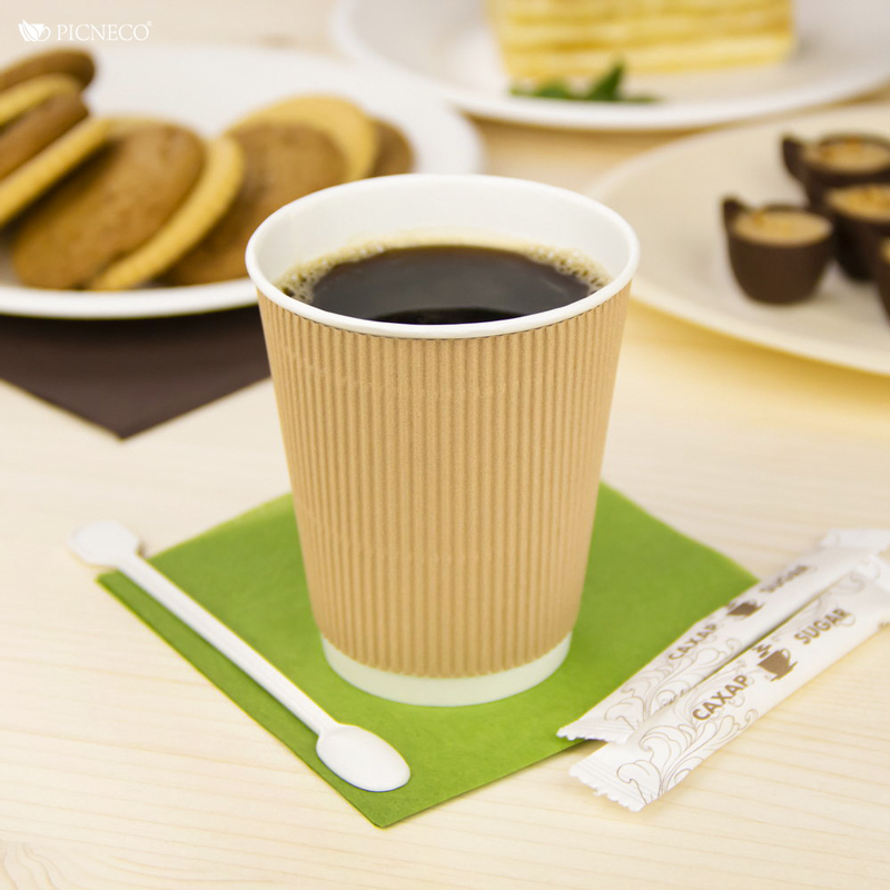 товар Бумажный гофрированный стакан, крафт, 250 мл (макс. 270 мл) STG125Kr