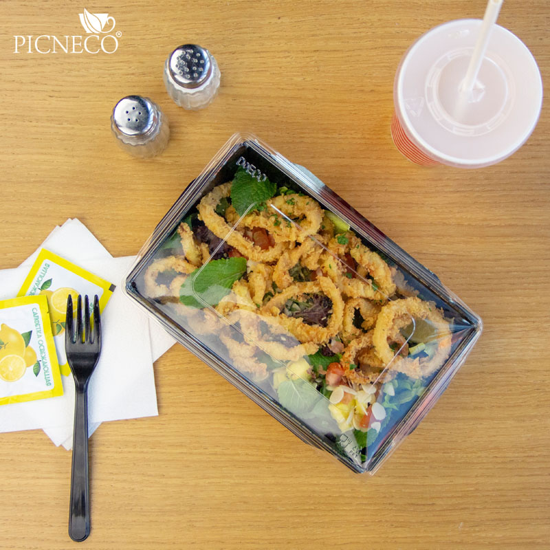 товар Контейнер бумажный с крышкой, 800мл, 186*106*55 мм, черный BK042C