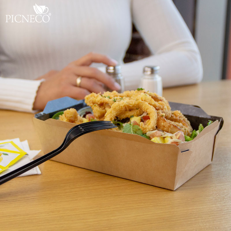 товар Контейнер бумажный с крышкой, 800мл, 186*106*55 мм, черный BK042C