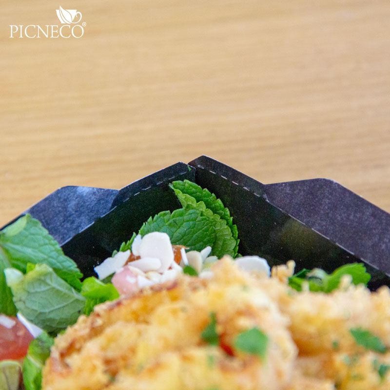 товар Контейнер бумажный с крышкой, 800мл, 186*106*55 мм, черный BK042C