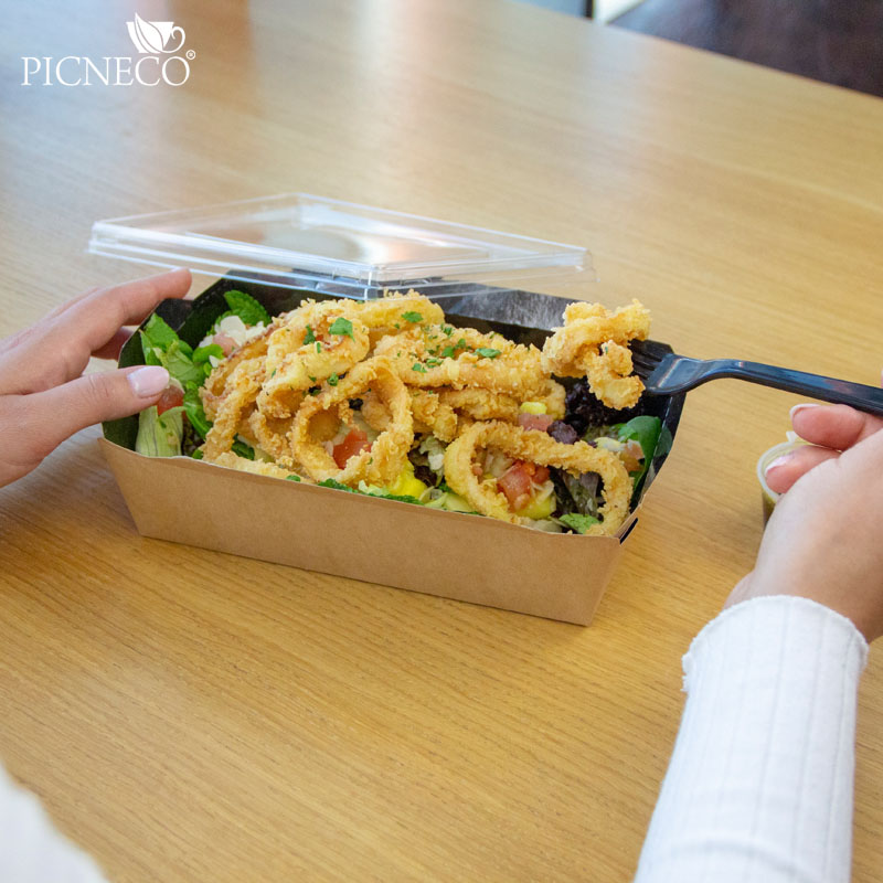 товар Контейнер бумажный с крышкой, 800мл, 186*106*55 мм, черный BK042C