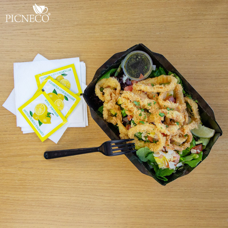 товар Контейнер бумажный с крышкой, 800мл, 186*106*55 мм, черный BK042C