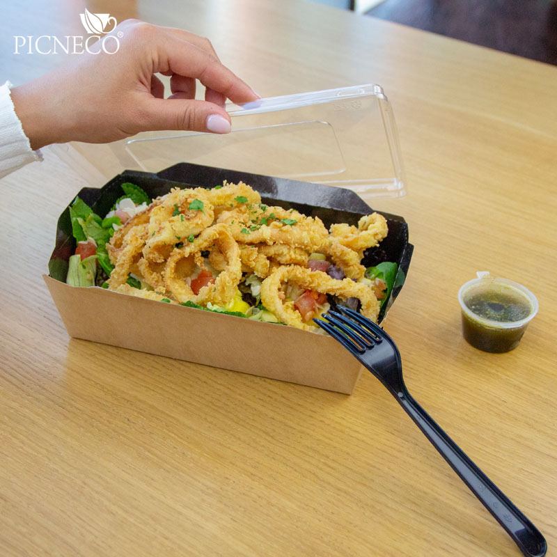 товар Контейнер бумажный с крышкой, 800мл, 186*106*55 мм, черный BK042C