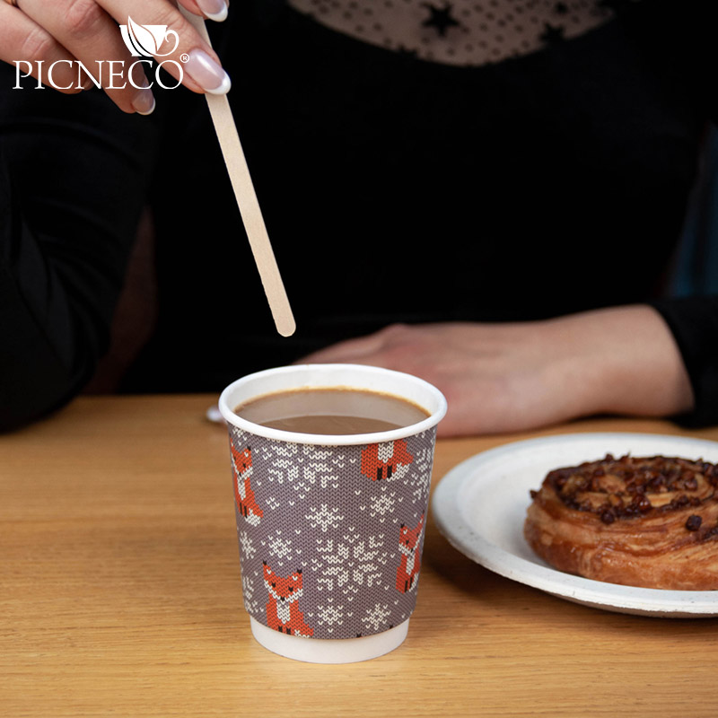 товар Бумажный новогодний стакан с рисунком "Лисичка" 250 мл, двухслойный STD225L