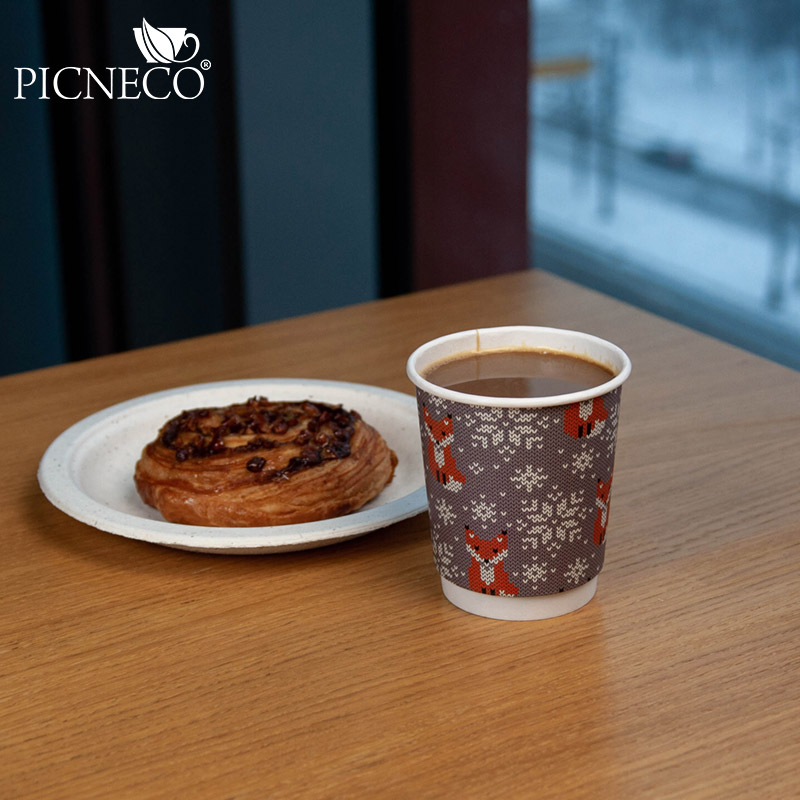 товар Бумажный новогодний стакан с рисунком "Лисичка" 250 мл, двухслойный STD225L