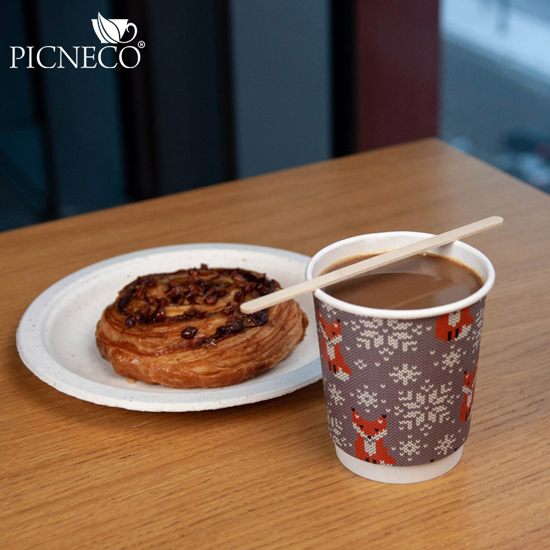 товар Бумажный новогодний стакан с рисунком "Лисичка" 250 мл, двухслойный STD225L