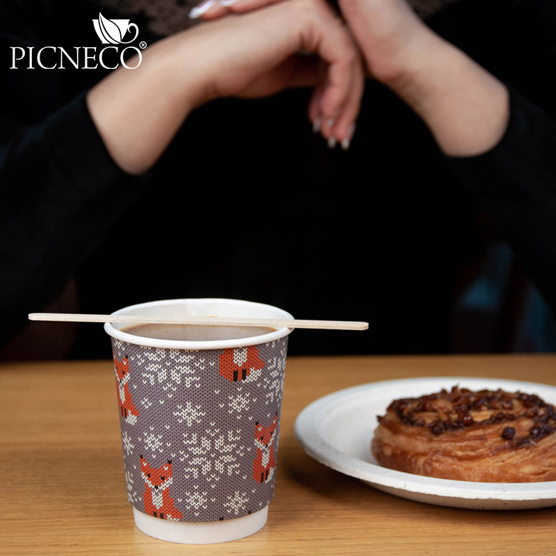 товар Бумажный новогодний стакан с рисунком "Лисичка" 250 мл, двухслойный STD225L