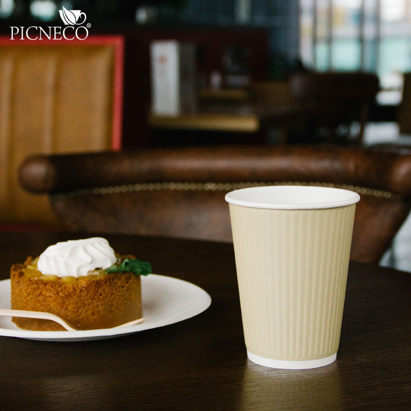 товар Бумажный рифленый стакан, 360 мл (макс. 420 мл), двухсл., крафт STG235BJ