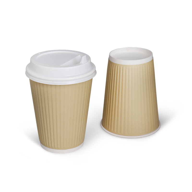 товар Бумажный рифленый стакан, 360 мл (макс. 420 мл), двухсл., крафт STG235BJ