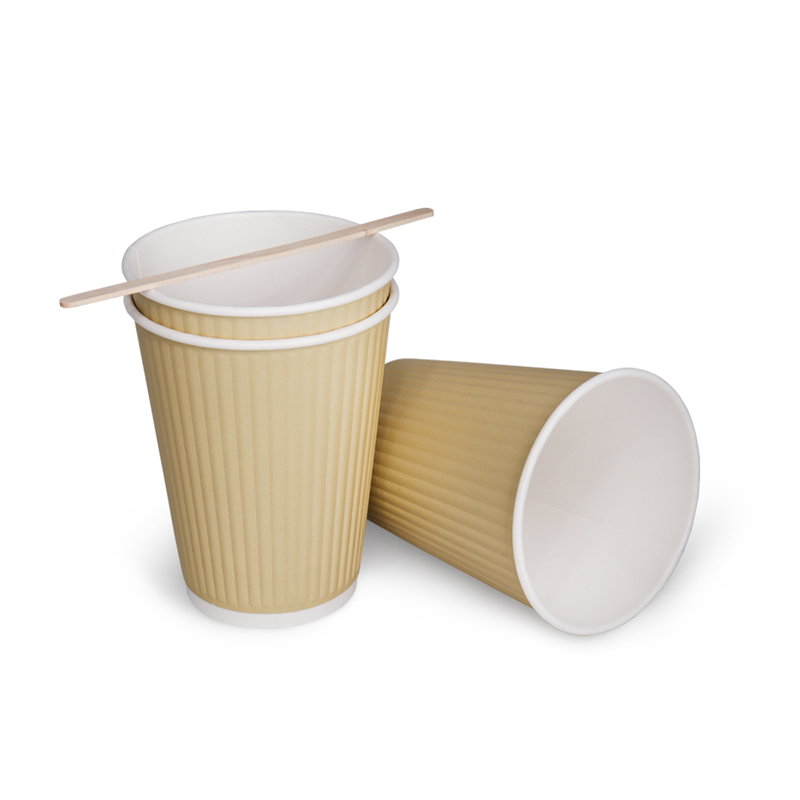 товар Бумажный рифленый стакан, 360 мл (макс. 420 мл), двухсл., крафт STG235BJ