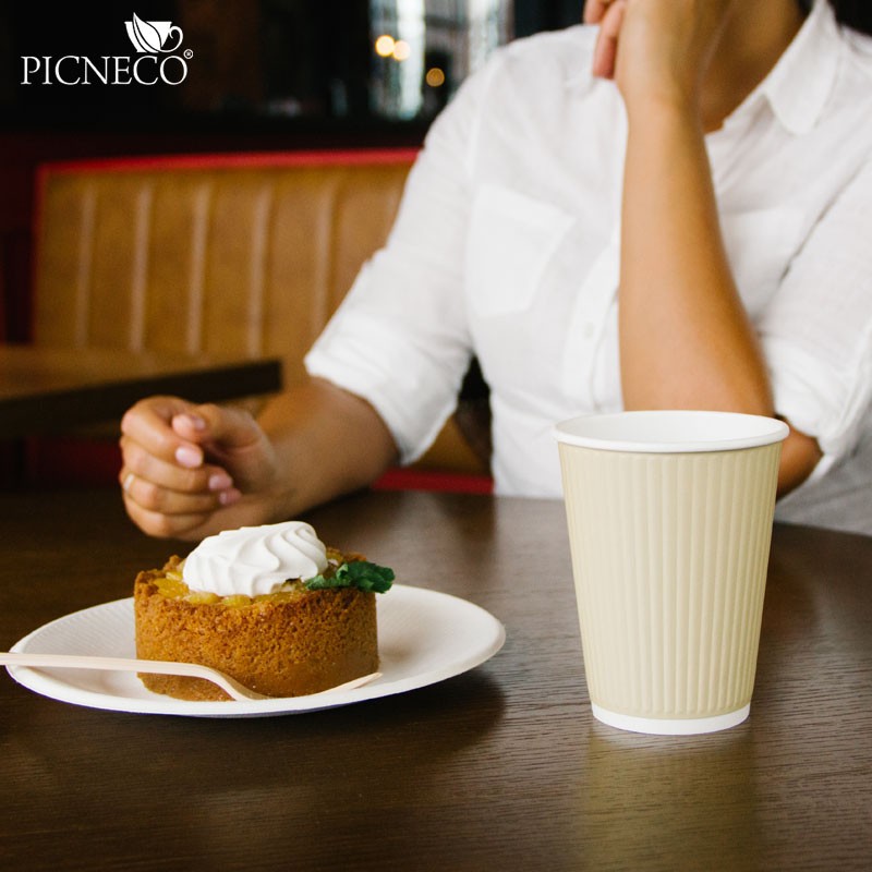 товар Бумажный рифленый стакан, 360 мл (макс. 420 мл), двухсл., крафт STG235BJ