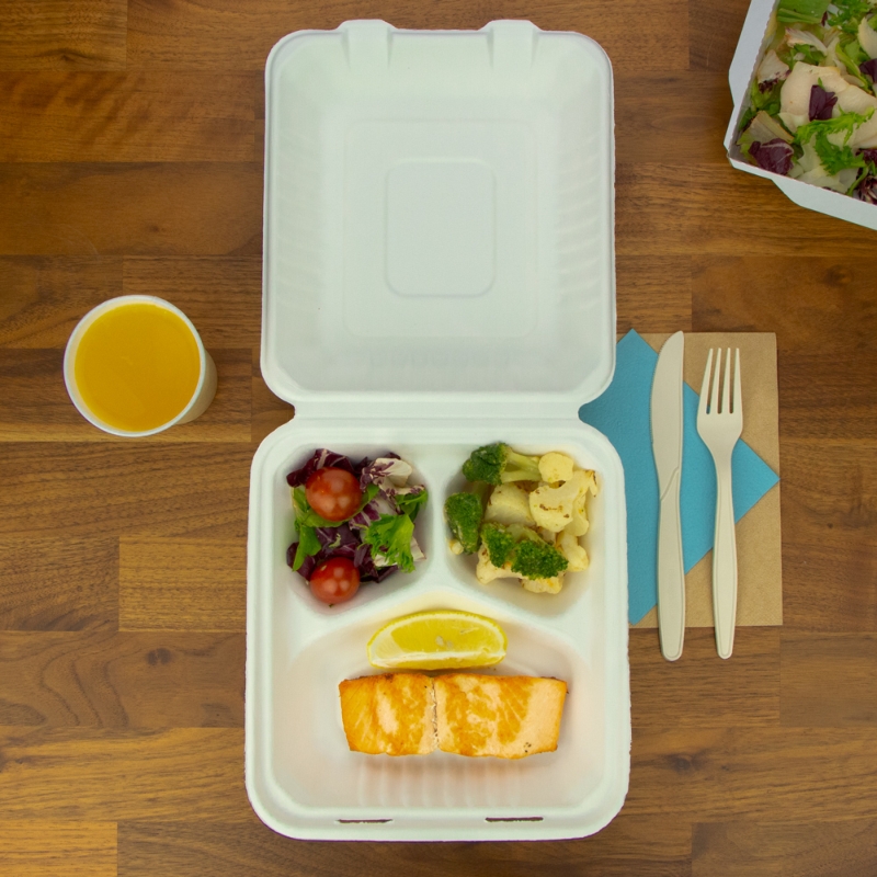 товар Секционный ланч-бокс, 3 секции, белый, 205*225*35 мм LB036