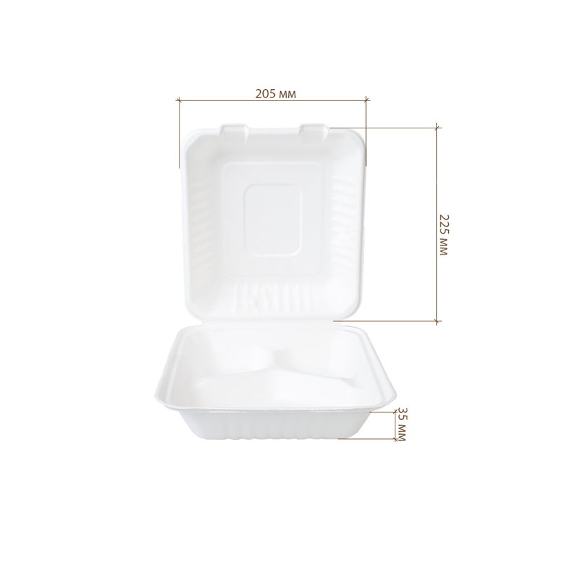 товар Секционный ланч-бокс, 3 секции, белый, 205*225*35 мм LB036