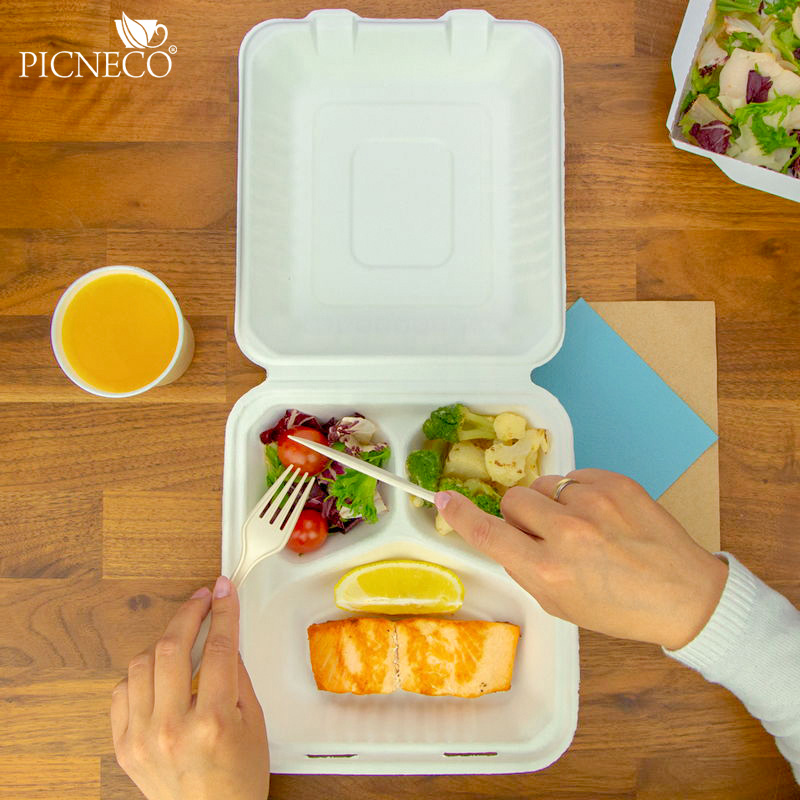 товар Секционный ланч-бокс, 3 секции, белый, 205*225*35 мм LB036