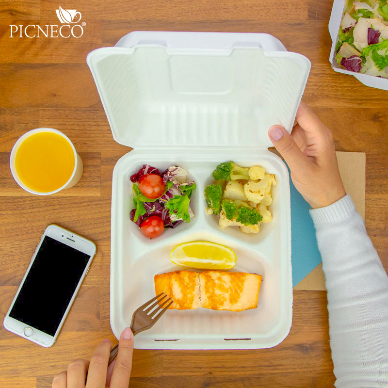 товар Секционный ланч-бокс, 3 секции, белый, 205*225*35 мм LB036