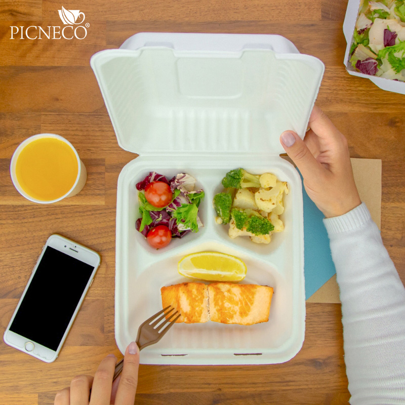 товар Секционный ланч-бокс, 3 секции, белый, 205*225*35 мм LB036