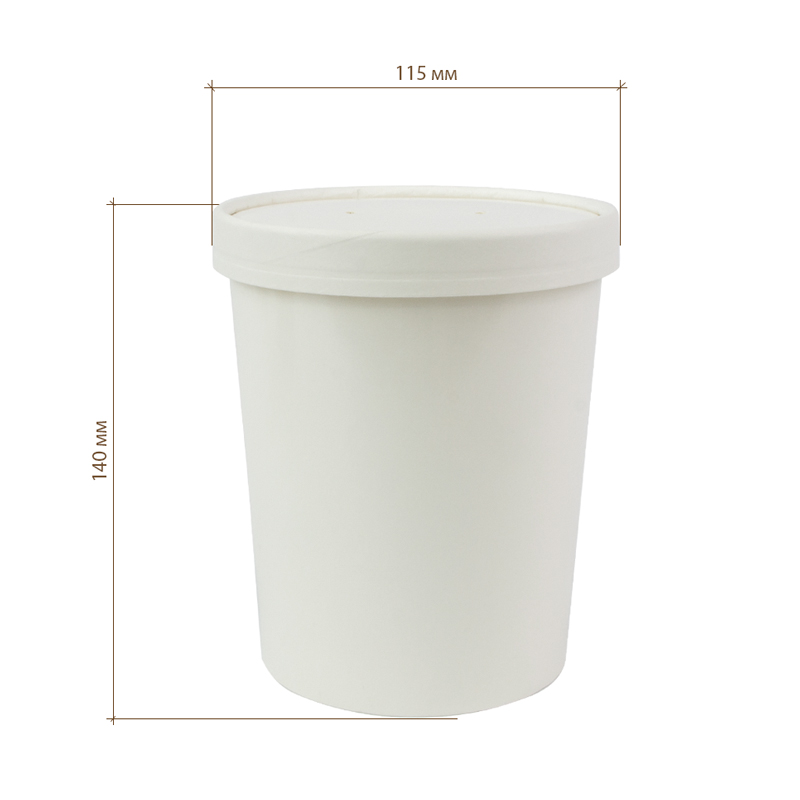 товар Одноразовая супница с бумажной крышкой белая, 1000 мл BK191