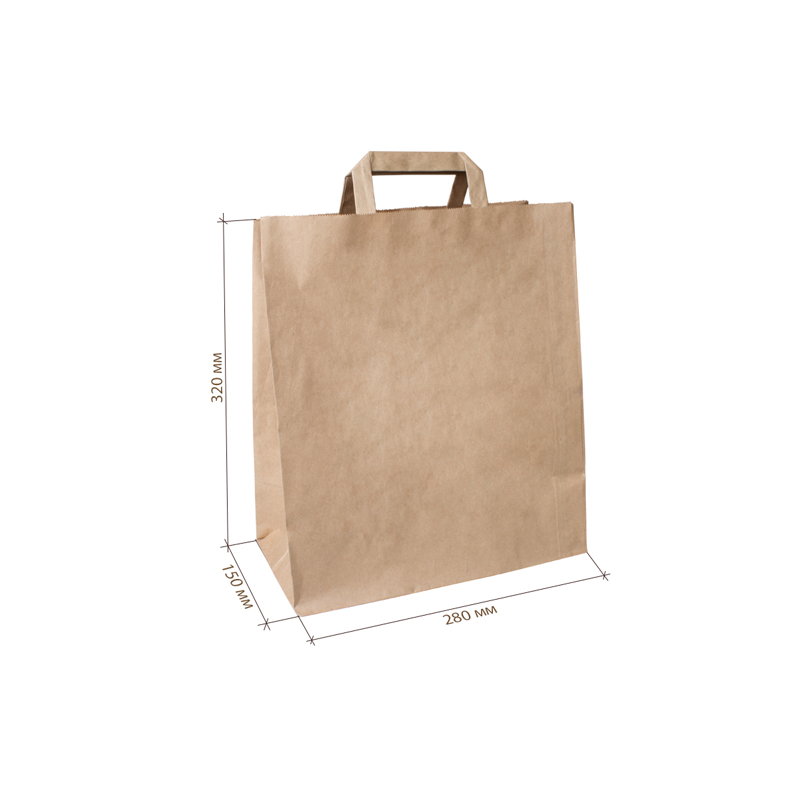 товар Бумажный крафт пакет с плоскими ручками, 280*150*320 мм KPP028