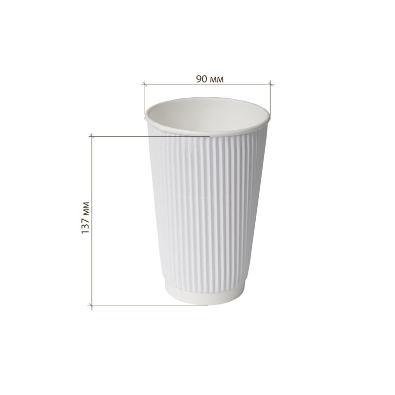 товар Бумажный гофрированный стакан, белый, 450 мл (макс. 500 мл) ST045B