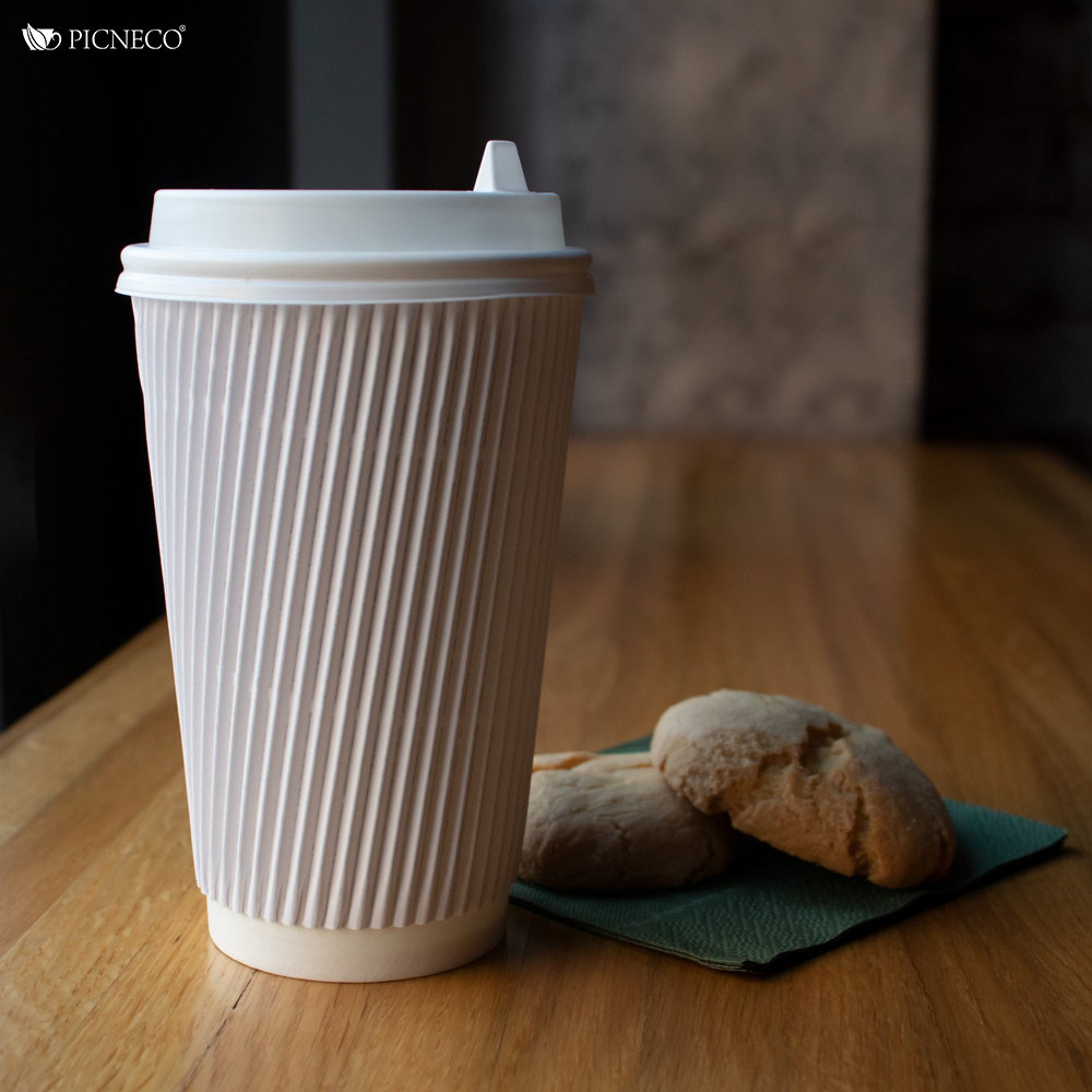 товар Бумажный гофрированный стакан, белый, 450 мл (макс. 500 мл) ST045B