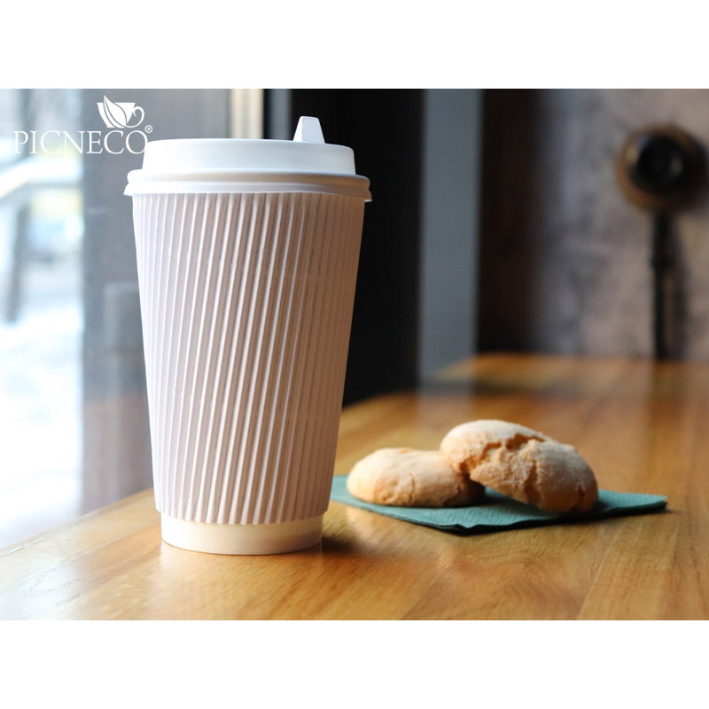 товар Бумажный гофрированный стакан, белый, 450 мл (макс. 500 мл) ST045B