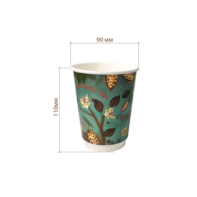 Двухслойный бумажный стакан Дольче вита, 350 мл (макс. 400 мл)
