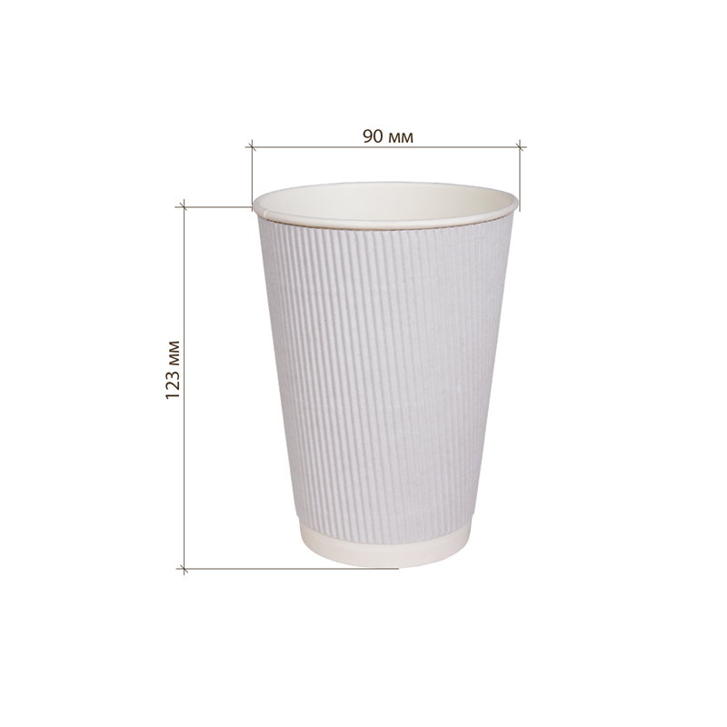 товар Бумажный гофрированный стакан, белый, 400 мл (макс. 450 мл) STG145B