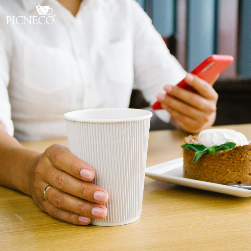 товар Бумажный гофрированный стакан, белый, 400 мл (макс. 450 мл) STG145B